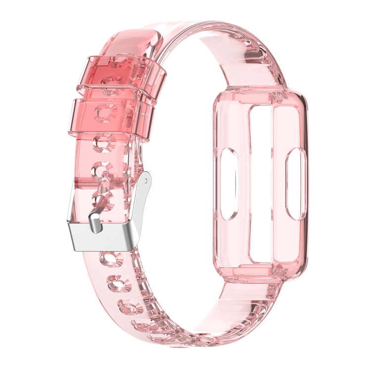 For Fitbit Luxe Transparent Silicone Integrated Watch Band(Transparent Pink) - Watch Bands by buy2fix | Online Shopping UK | buy2fix