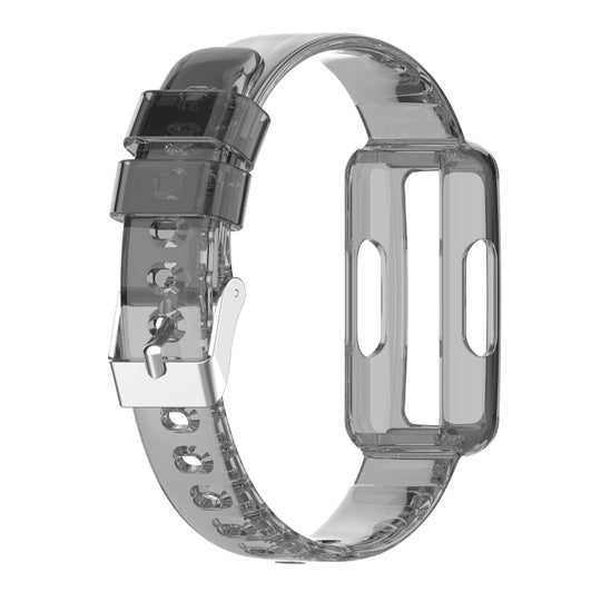 For Fitbit Ace 3 Transparent Silicone Integrated Watch Band(Transparent Black)