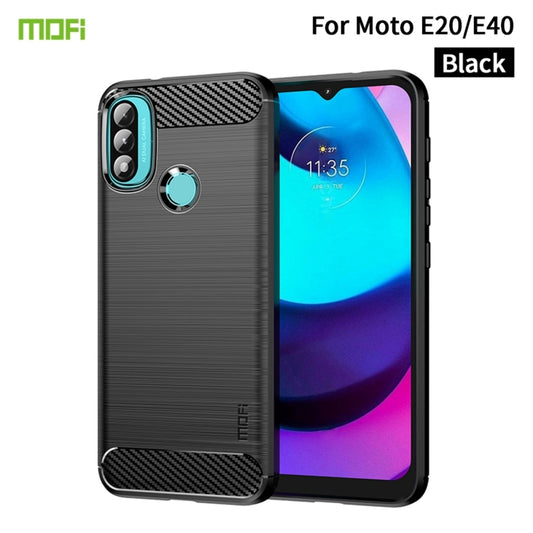 For Motorola Moto E20 / E30 / E40 MOFI Gentleness Series Brushed Texture Carbon Fiber Soft TPU Case(Black) - Motorola Cases by MOFI | Online Shopping UK | buy2fix