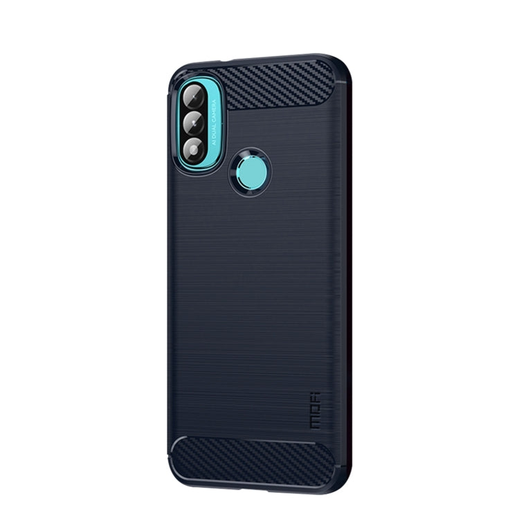 For Motorola Moto E20 / E30 / E40 MOFI Gentleness Series Brushed Texture Carbon Fiber Soft TPU Case(Blue) - Motorola Cases by MOFI | Online Shopping UK | buy2fix