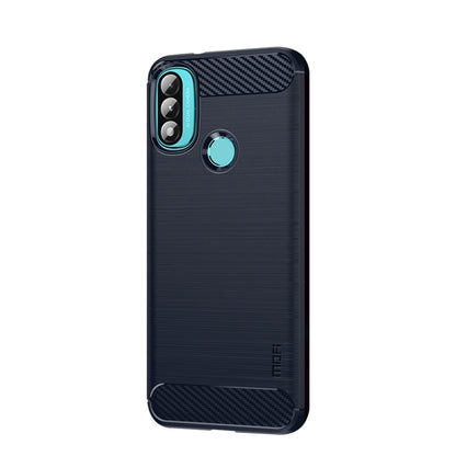 For Motorola Moto E20 / E30 / E40 MOFI Gentleness Series Brushed Texture Carbon Fiber Soft TPU Case(Blue) - Motorola Cases by MOFI | Online Shopping UK | buy2fix