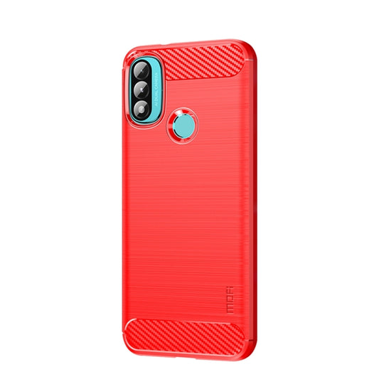 For Motorola Moto E20 / E30 / E40 MOFI Gentleness Series Brushed Texture Carbon Fiber Soft TPU Case(Red) - Motorola Cases by MOFI | Online Shopping UK | buy2fix