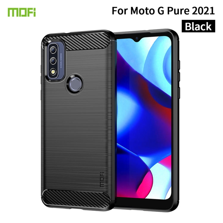 For Motorola Moto G Pure 2021 MOFI Gentleness Series Brushed Texture Carbon Fiber Soft TPU Case(Black) - Motorola Cases by MOFI | Online Shopping UK | buy2fix