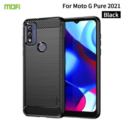 For Motorola Moto G Pure 2021 MOFI Gentleness Series Brushed Texture Carbon Fiber Soft TPU Case(Black) - Motorola Cases by MOFI | Online Shopping UK | buy2fix