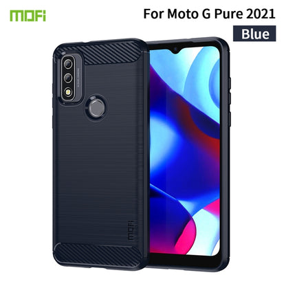 For Motorola Moto G Pure 2021 MOFI Gentleness Series Brushed Texture Carbon Fiber Soft TPU Case(Blue) - Motorola Cases by MOFI | Online Shopping UK | buy2fix