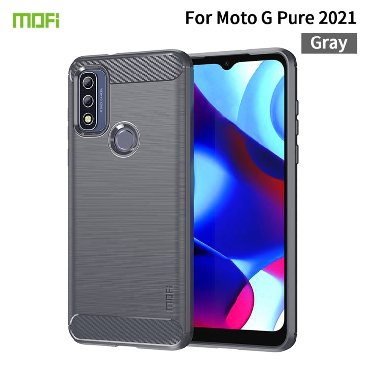 For Motorola Moto G Pure 2021 MOFI Gentleness Series Brushed Texture Carbon Fiber Soft TPU Case(Gray) - Motorola Cases by MOFI | Online Shopping UK | buy2fix