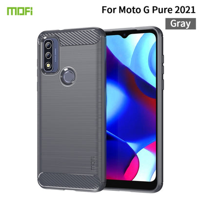 For Motorola Moto G Pure 2021 MOFI Gentleness Series Brushed Texture Carbon Fiber Soft TPU Case(Gray) - Motorola Cases by MOFI | Online Shopping UK | buy2fix