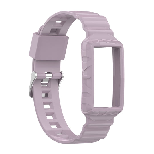 For Fitbit Charge 4 Silicone One Body Armor Watch Band(Light Purple)