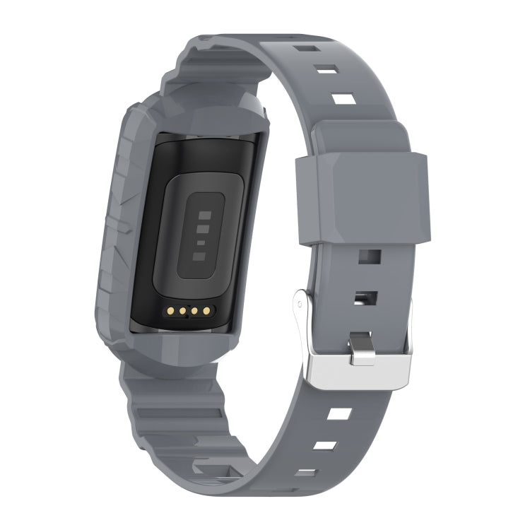 For Fitbit Charge 4 Silicone One Body Armor Watch Band(Gray) - Watch Bands by buy2fix | Online Shopping UK | buy2fix