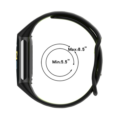 For Fitbit Charge 5 Double Color Metal Buckle Hole Silicone Watch Band(Black Gray) - Watch Bands by buy2fix | Online Shopping UK | buy2fix