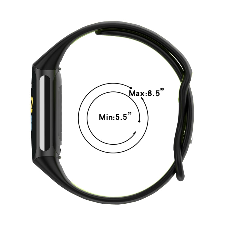 For Fitbit Charge 5 Double Color Metal Buckle Hole Silicone Watch Band(White Black) - Watch Bands by buy2fix | Online Shopping UK | buy2fix