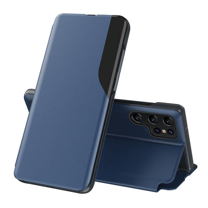 For Samsung Galaxy S22 Ultra 5G Attraction Flip Holder Leather Phone Case(Blue) - Galaxy S22 Ultra 5G Cases by buy2fix | Online Shopping UK | buy2fix