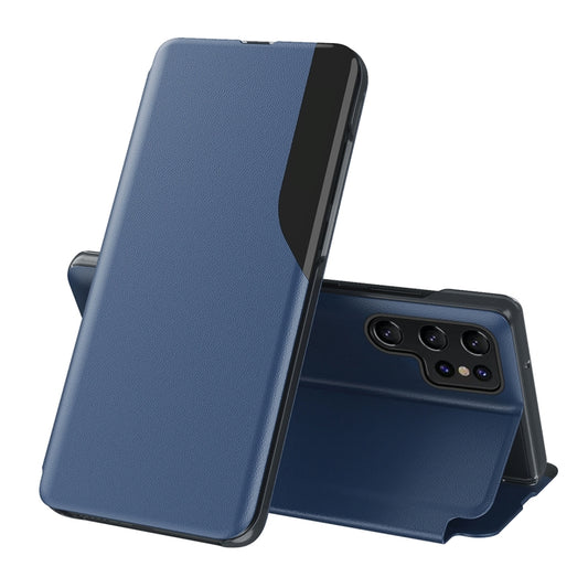For Samsung Galaxy S22 Ultra 5G Attraction Flip Holder Leather Phone Case(Blue) - Galaxy S22 Ultra 5G Cases by buy2fix | Online Shopping UK | buy2fix