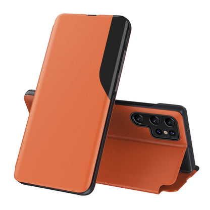 For Samsung Galaxy S22 Ultra 5G Attraction Flip Holder Leather Phone Case(Orange) - Galaxy S22 Ultra 5G Cases by buy2fix | Online Shopping UK | buy2fix