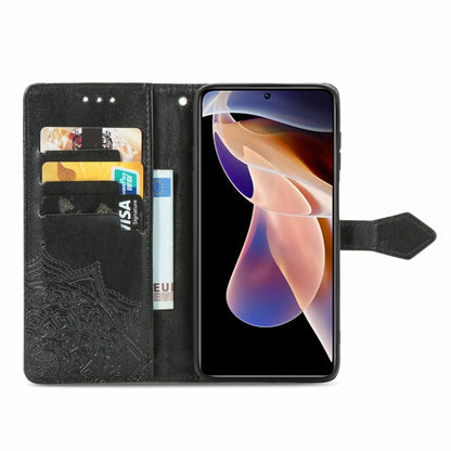 Mandala Flower Embossed Flip Leather Phone Case For Xiaomi Redmi Note 11 Pro / 11 Pro+(Black) by buy2fix