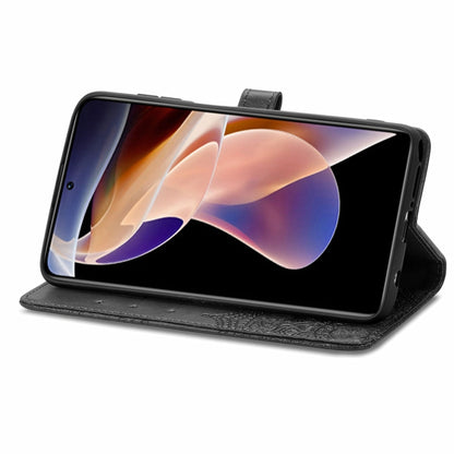 Mandala Flower Embossed Flip Leather Phone Case For Xiaomi Redmi Note 11 Pro / 11 Pro+(Black) by buy2fix