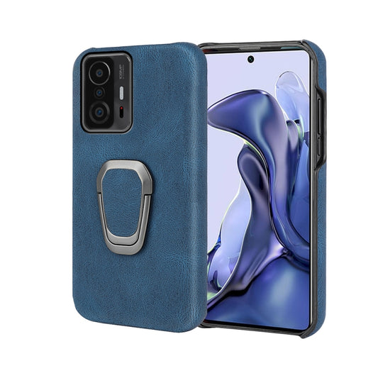 Ring Holder PU Phone Case For Xiaomi Mi 11T / 11T Pro(Blue) - Xiaomi Cases by buy2fix | Online Shopping UK | buy2fix