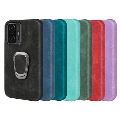 Ring Holder PU Phone Case For Xiaomi Mi 11T / 11T Pro(Blue) - Xiaomi Cases by buy2fix | Online Shopping UK | buy2fix