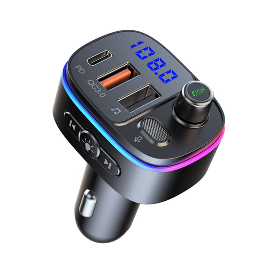 T65 Car Bluetooth FM Transmitter Dual USB Type-C QC3.0 Charger - Bluetooth Car Kits by buy2fix | Online Shopping UK | buy2fix