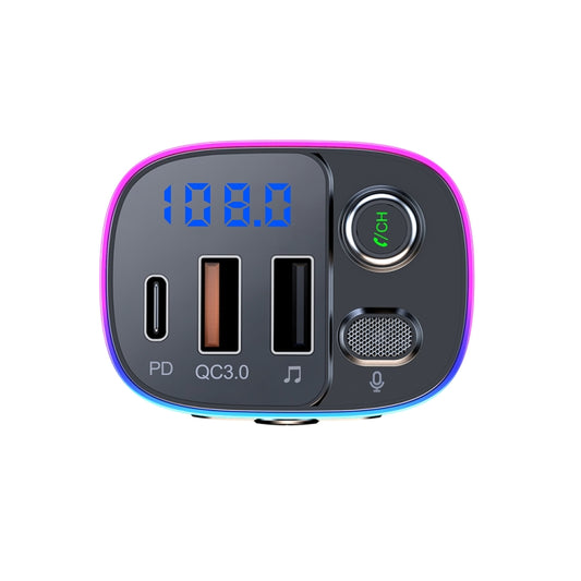 T65 Car Bluetooth FM Transmitter Dual USB Type-C QC3.0 Charger - Bluetooth Car Kits by buy2fix | Online Shopping UK | buy2fix