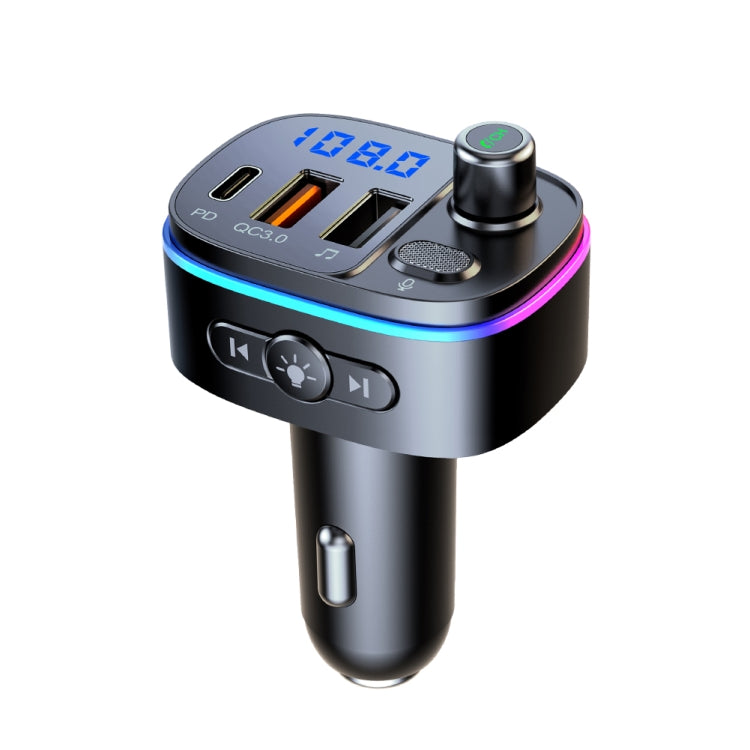 T65 Car Bluetooth FM Transmitter Dual USB Type-C QC3.0 Charger - Bluetooth Car Kits by buy2fix | Online Shopping UK | buy2fix