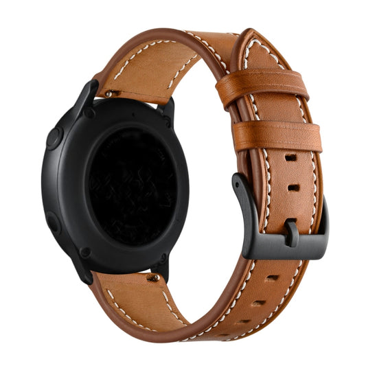 For Huawei Watch GT3 46mm / Watch GT Runner First Layer Leather Sewing Thread Watch Band (Brown) by buy2fix