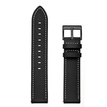 For Huawei Watch GT3 42mm / Watch GT2 42mm First Layer Leather Sewing Thread Watch Band (Black) by buy2fix