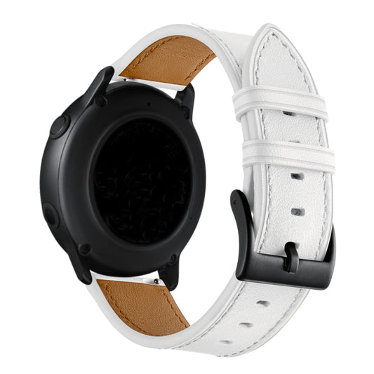 For Huawei Watch GT3 42mm / Watch GT2 42mm First Layer Leather Sewing Thread Watch Band (White) - Watch Bands by buy2fix | Online Shopping UK | buy2fix