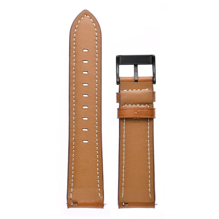 For Huawei Watch GT3 42mm / Watch GT2 42mm First Layer Leather Sewing Thread Watch Band (Brown) by buy2fix