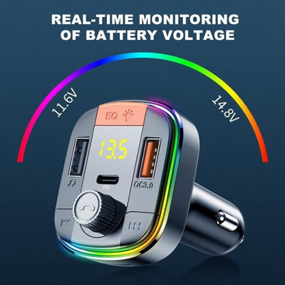 T832 Car Bluetooth FM Transmitter Colorful Light MP3 Player Powerful Quick Charger QC3.0 - Bluetooth Car Kits by buy2fix | Online Shopping UK | buy2fix