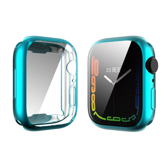 For Apple Watch Series 9 / 8 / 7 45mm ENKAY Hat-Prince Electroplated TPU Case(Cyan)