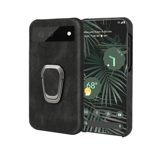 For Google Pixel 6 Pro Ring Holder PU Phone Case(Black) - Google Cases by buy2fix | Online Shopping UK | buy2fix