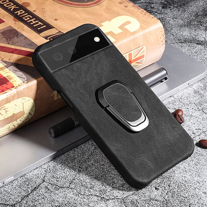 For Google Pixel 6 Pro Ring Holder PU Phone Case(Black) - Google Cases by buy2fix | Online Shopping UK | buy2fix