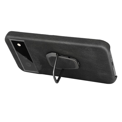 For Google Pixel 6 Pro Ring Holder PU Phone Case(Black) - Google Cases by buy2fix | Online Shopping UK | buy2fix