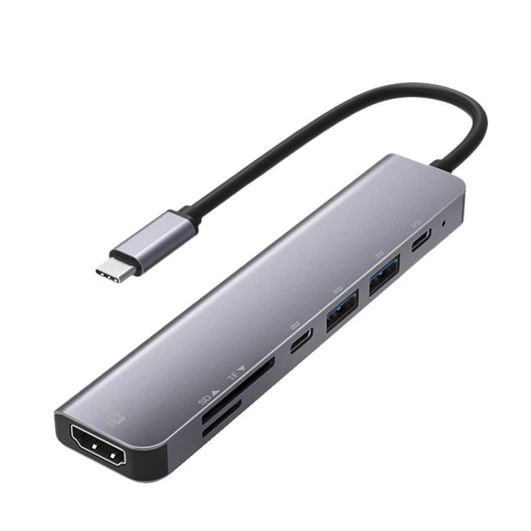 UC902 7-in-1 Multi-function HDMI+SD/TF+USB x 2+Type-C+PD to USB-C / Type-C Aluminum Alloy HUB by buy2fix