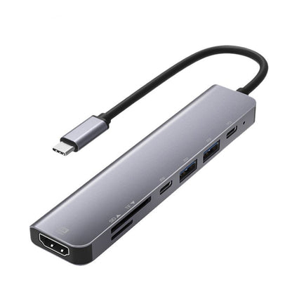 UC902 7-in-1 Multi-function HDMI+SD/TF+USB x 2+Type-C+PD to USB-C / Type-C Aluminum Alloy HUB by buy2fix