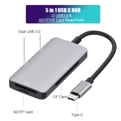5 in 1 Data Read HUB Adapter with SD / TF / CF Card, Dual USB3.0 Ports by buy2fix