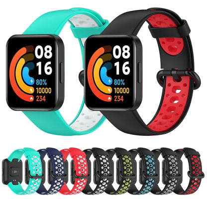 For Xiaomi Redmi Watch 2 Lite Two-Color Mixed Silicone Watch Band(Cyan+White) - Watch Bands by buy2fix | Online Shopping UK | buy2fix