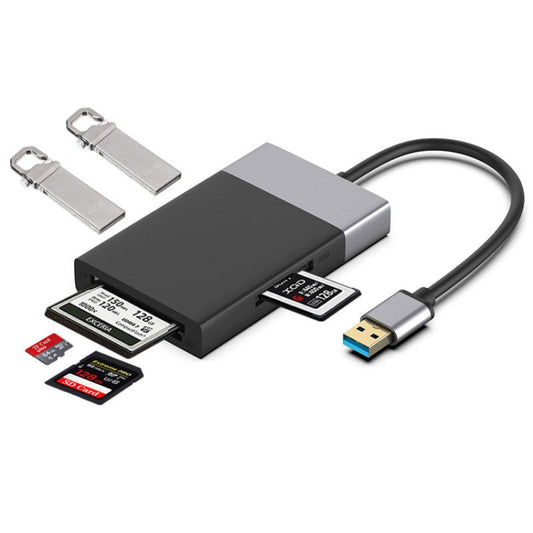 6-in-1 USB 3.0 to USB3.0 x 2+CF Card+TF Card+SD Card+XQD Card HUB Adapter by buy2fix
