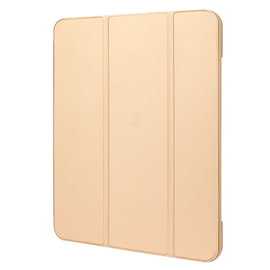 For iPad mini 6 / mini 2024 Tri-Fold Holder Leather Smart Tablet Case(Gold) - iPad mini 6 Cases by buy2fix | Online Shopping UK | buy2fix