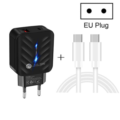 PD03 20W PD3.0 + QC3.0 USB Charger with Type-C to Type-C Data Cable, EU Plug(White) - USB Charger by buy2fix | Online Shopping UK | buy2fix