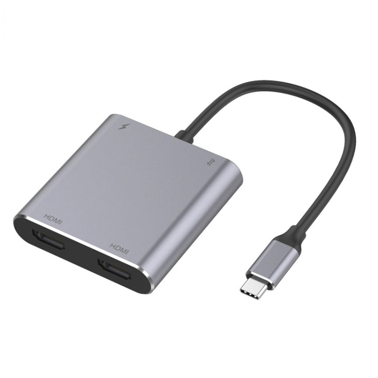 4 in 1 Type-C to Dual HDMI + USB + Type-C HUB Adapter - USB HUB by buy2fix | Online Shopping UK | buy2fix