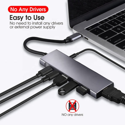 9-in-1 USB Type-C to HDMI+USB3.0x3+Type-C+PD+SD/TF+Audio HUB Adapter by buy2fix