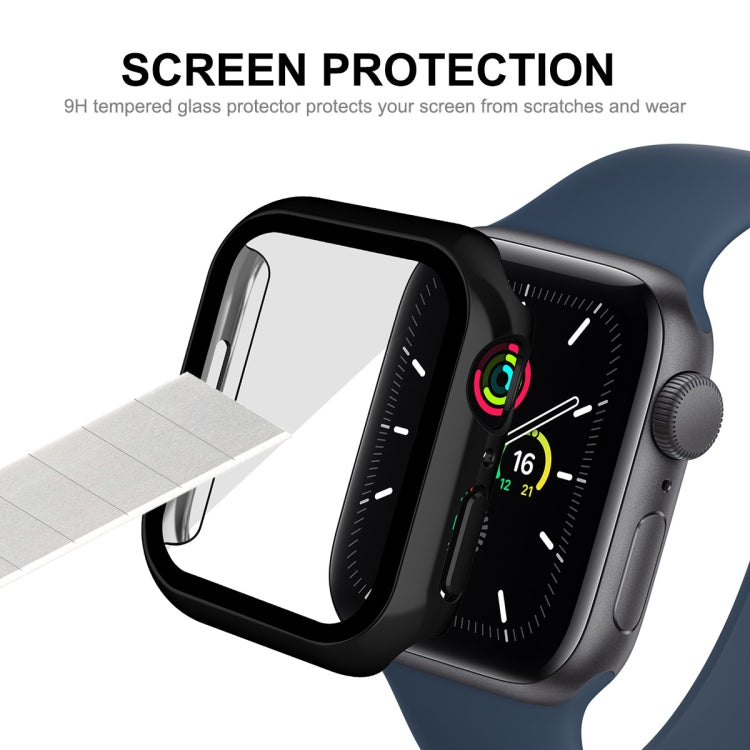 For Apple Watch Series 8 / 7 41mm ENKAY Hat-Prince 2 in 1 PC Frame + 9H Tempered Glass Case(Black) - Watch Cases by ENKAY | Online Shopping UK | buy2fix