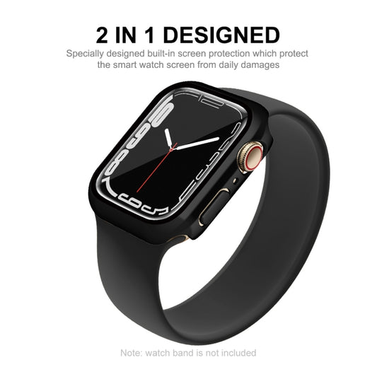 For Apple Watch Series 8 / 7 45mm ENKAY Hat-Prince 2 in 1 PC Frame + 9H Tempered Glass Case(Black) - Watch Cases by ENKAY | Online Shopping UK | buy2fix