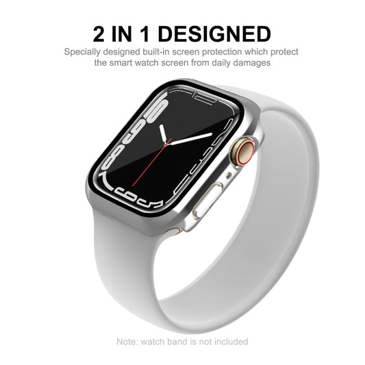 For Apple Watch Series 8 / 7 45mm ENKAY Hat-Prince 2 in 1 PC Frame + 9H Tempered Glass Case(Silver) - Watch Cases by ENKAY | Online Shopping UK | buy2fix