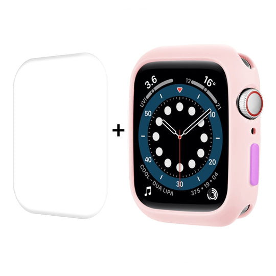 ENKAY  TPU Case  + Full Coverage PET Screen Protector For Apple Watch Series 9 / 8 / 7 41mm(Pink)