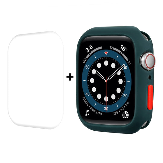 ENKAY  TPU Case  + Full Coverage PET Screen Protector For Apple Watch Series 9 / 8 / 7 41mm(Deep Green)