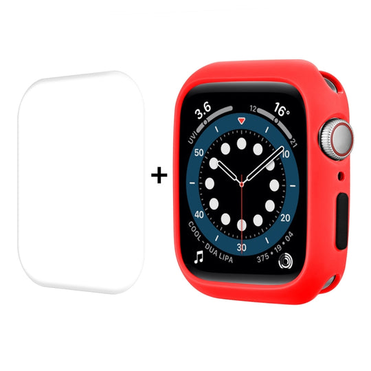 ENKAY  TPU Case  + Full Coverage PET Screen Protector For Apple Watch Series 9 / 8 / 7 41mm(Red)