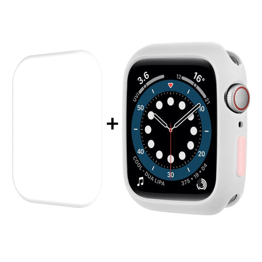ENKAY  TPU Case  + Full Coverage PET Screen Protector For Apple Watch Series 9 / 8 / 7 45mm(White)